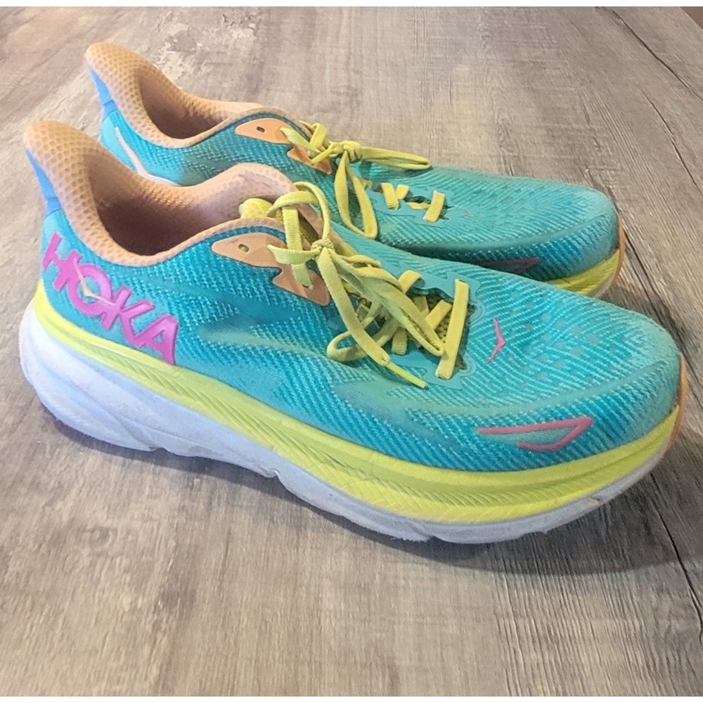 Hoka One One Clifton 9 Mens 11 Running Shoes Cerulean Evening Primrose 1127895
